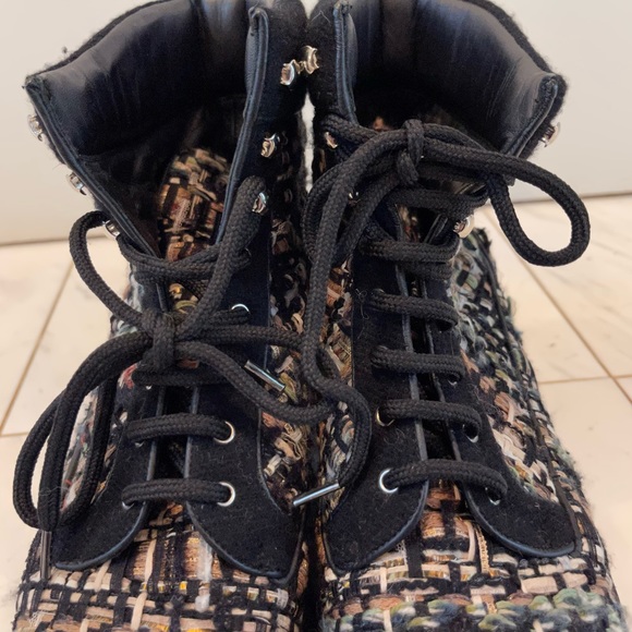 Chanel Tweed Lace Up Boots - Picture 5 of 14